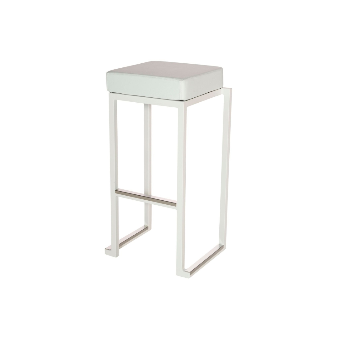 Barkruk Kubo wit met witte leren vierkante zitting