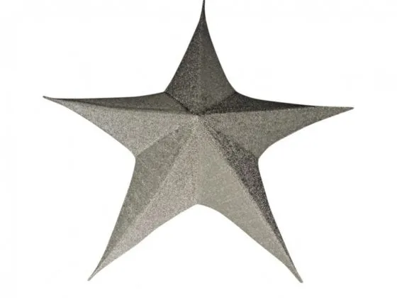 Kerstster zilver groot met glitter