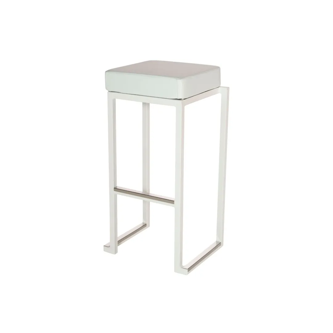 Barkruk Kubo wit met witte leren vierkante zitting