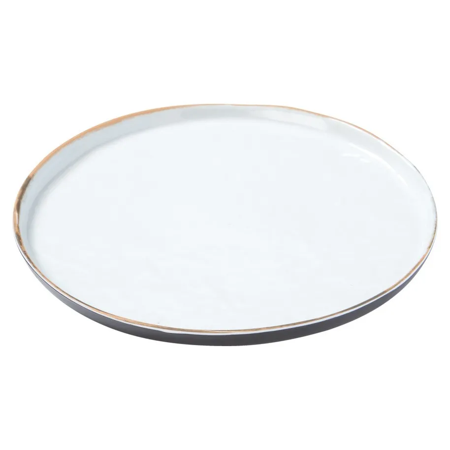 Bord 21cm wit met gouden rand