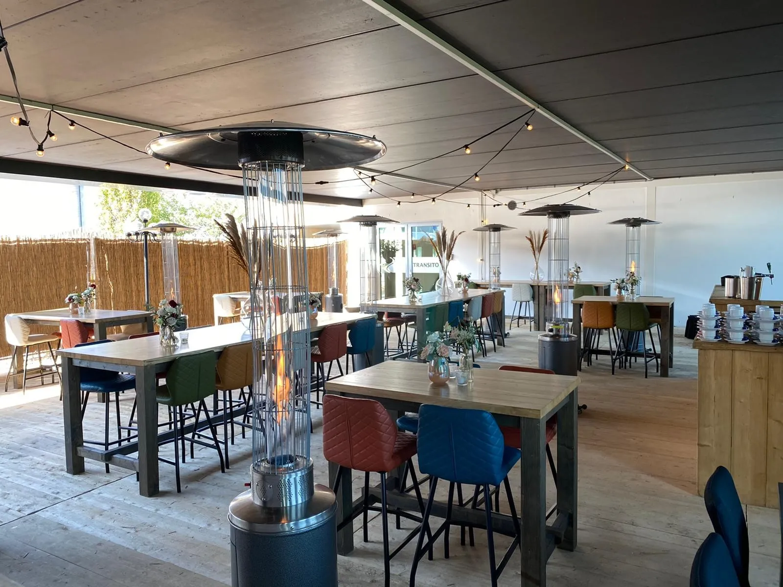 Statafel eiken hout 1,2m incl. 4 krukken