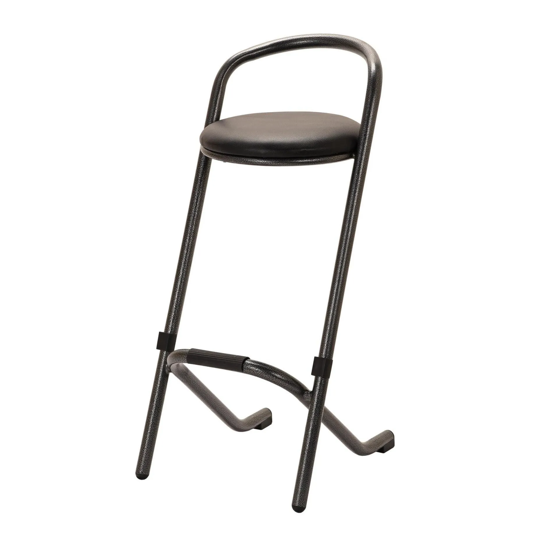 Barkruk hamerslag met zwart leren zitting