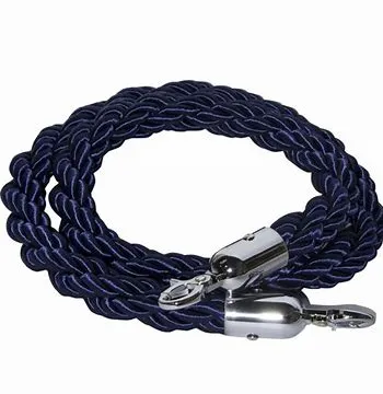 Afzetkoord donkerblauw met chromenkop