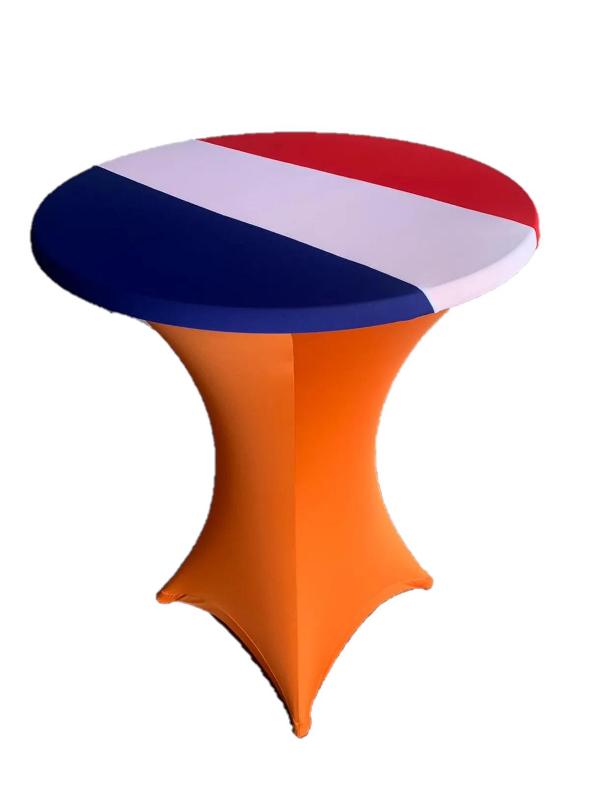 Statafelrok stretch oranje met rood/wit/blauw topper