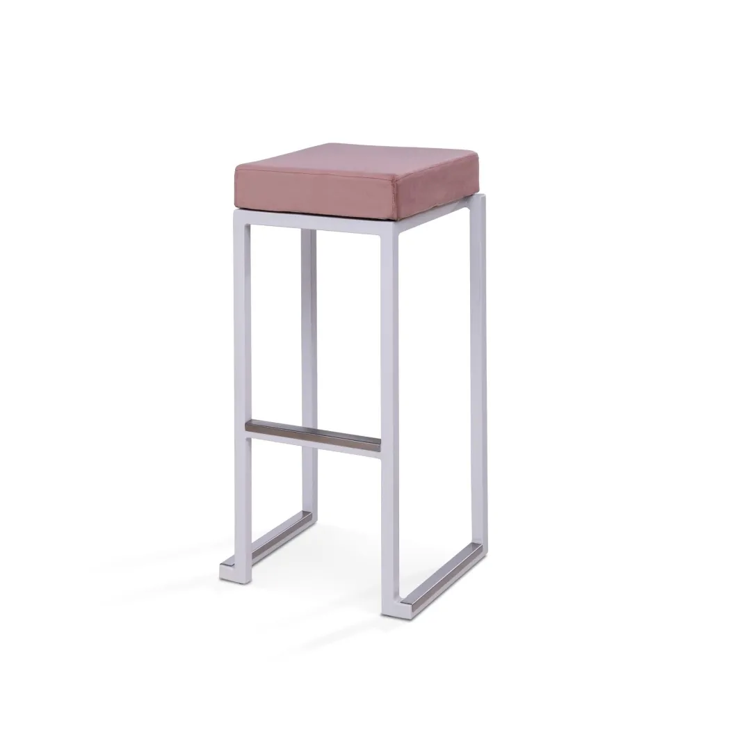 Barkruk Kubo wit met roze vierkante zitting